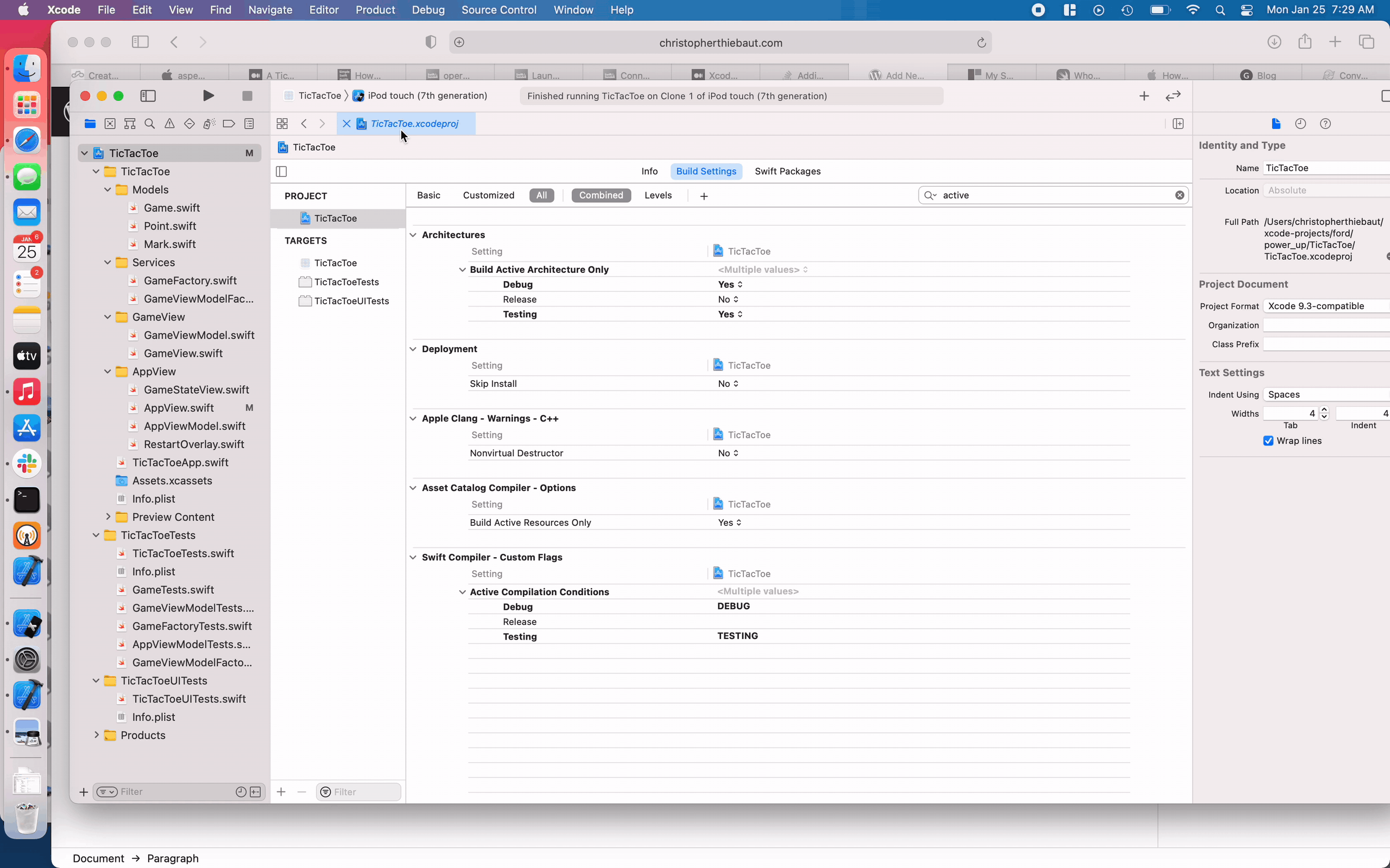 GIF showing how to set build configuration for tests